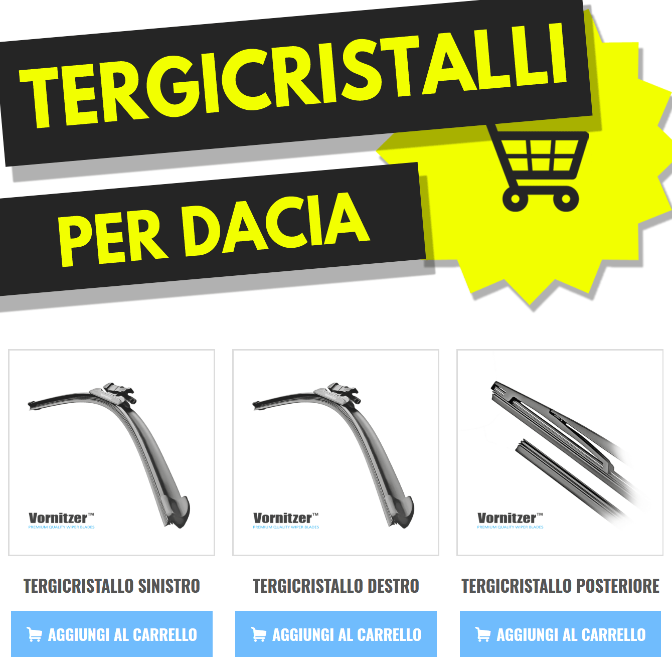 SERIE SPAZZOLE TERGICRISTALLO COMPATIBILI CON DACIA SANDERO II dal 2015 in poi